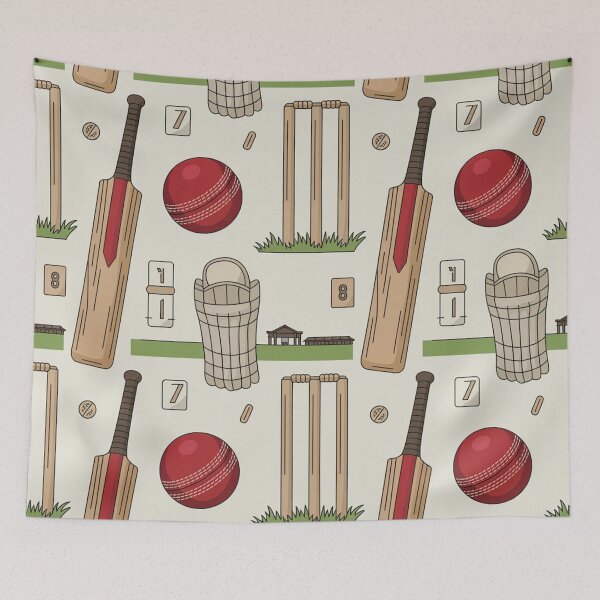 Item preview, Cricket Equipment Seamless Pattern – Bats, Balls, Pads & Wickets designed and sold by Midnight Veil Designs.