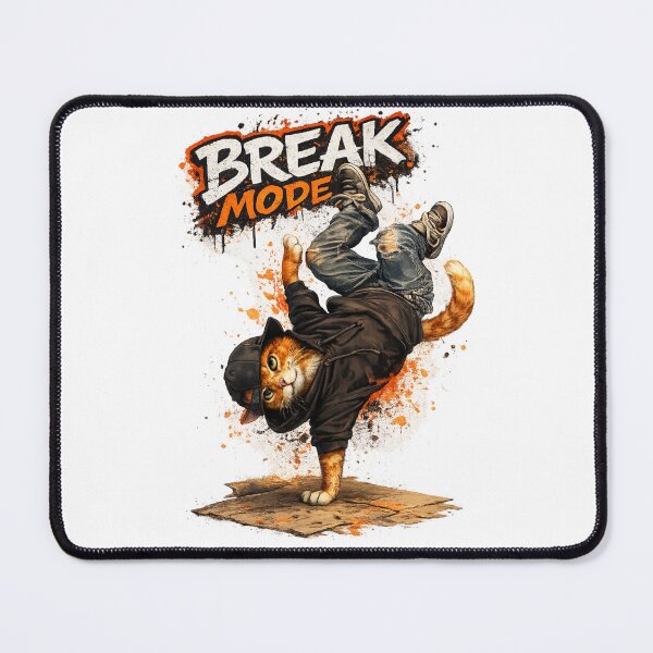 Item preview, Break Mode – Street Breakdance Cat designed and sold by IrynaLineArt.