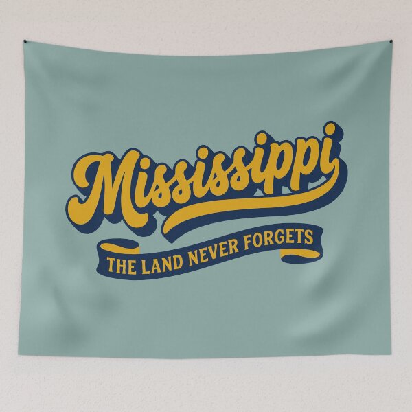 Item preview, Mississippi Retro Script The Land Never Forgets Magnolia State Vintage 70s Logo designed and sold by Cozy-Old-Pub.