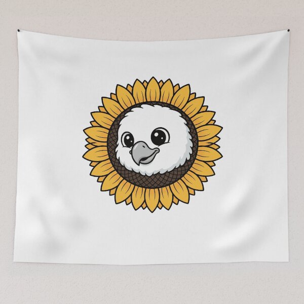 Item preview, Kawaii Harpy Eagle Chick Sunflower Bird designed and sold by k3rstman1.