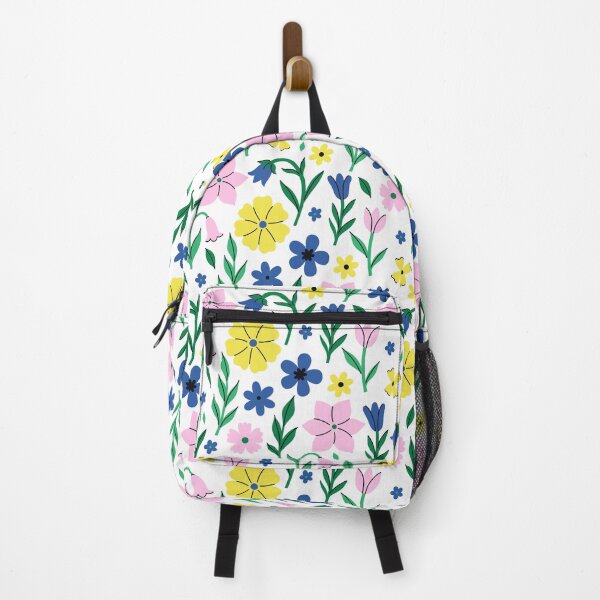 Item preview, pink, yellow, and blue flowers on a white background designed and sold by burbura.