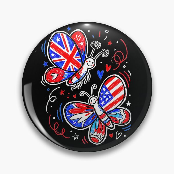 Item preview, Cute Doodle Butterfly UK USA Flag Wings Art Print Kawaii Patriotic Fun Design designed and sold by graphixpolash.