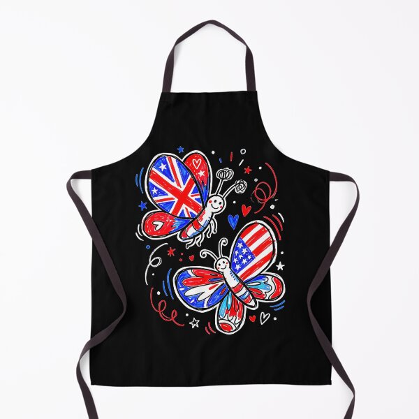 Item preview, Cute Doodle Butterfly UK USA Flag Wings Art Print Kawaii Patriotic Fun Design designed and sold by graphixpolash.