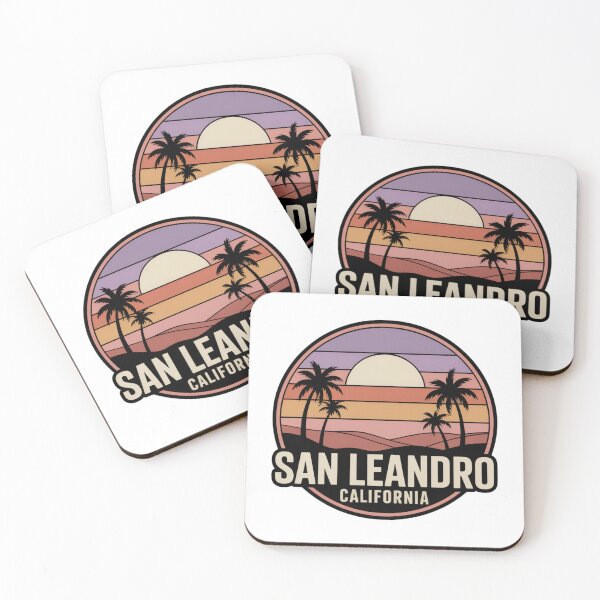 Item preview, San Leandro California: Retro Sunset Palm Hills Badge designed and sold by CircinusStore.