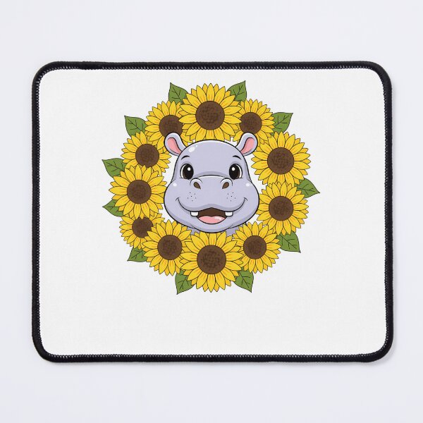 Item preview, Cute Hippo Calf Sunflower Wreath Floral Animal designed and sold by k3rstman1.