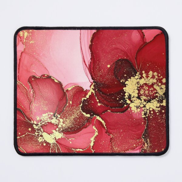 Item preview, Abstract red flowers with gold in fluid art style designed and sold by AnnaHolyph.