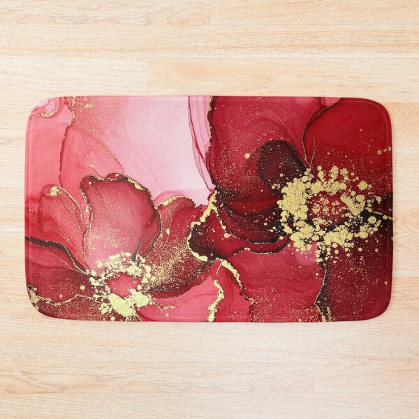 Item preview, Abstract red flowers with gold in fluid art style designed and sold by AnnaHolyph.