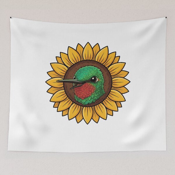 Item preview, Vibrant Hummingbird Inside Yellow Sunflower designed and sold by k3rstman1.
