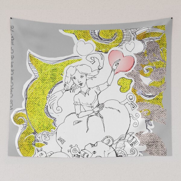 Item preview,  Automaton Alice in Mechanical Wonderland and Cheshire Cat (Original Ink by ACCI) Heart Finder designed and sold by VanyssaGraphics.