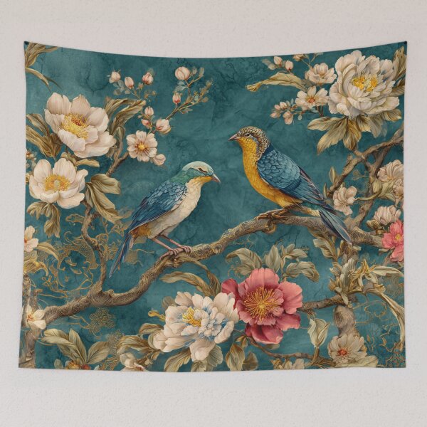 Item preview, Capri Silk Floral Birds Gentle Chinese Art Wallpaper designed and sold by GrinGalore.