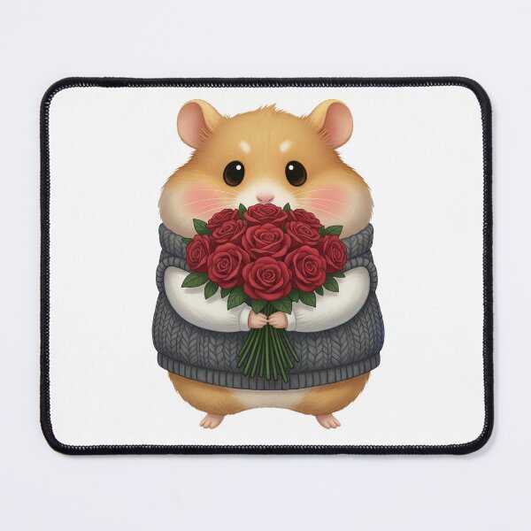 Item preview, Cute Hamster with Red Roses designed and sold by Teeny Quities.