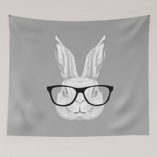 Item preview, Cool Hipster Rabbit Wearing Black Glasses Hand Drawn Animal Portrait Sketch designed and sold by FloroFablem.