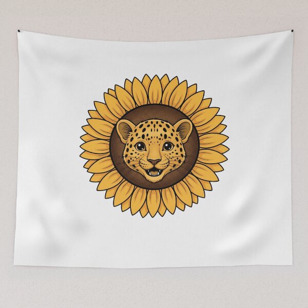 Item preview, Cute Leopard Cub Sunflower Safari Floral Animal designed and sold by k3rstman1.