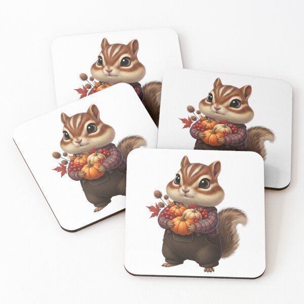 Item preview, Chipmunk with Fall Pumpkins designed and sold by Teeny Quities.