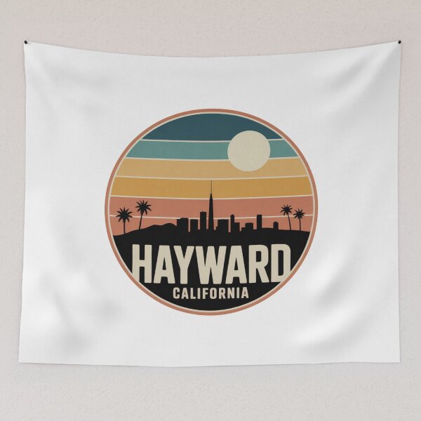 Item preview, Hayward California: Retro Skyline Sunset Circle Badge designed and sold by CircinusStore.
