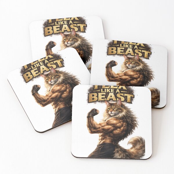 Item preview, Flex Like a Beast – Maine Coon Bodybuilder Cat designed and sold by IrynaLineArt.