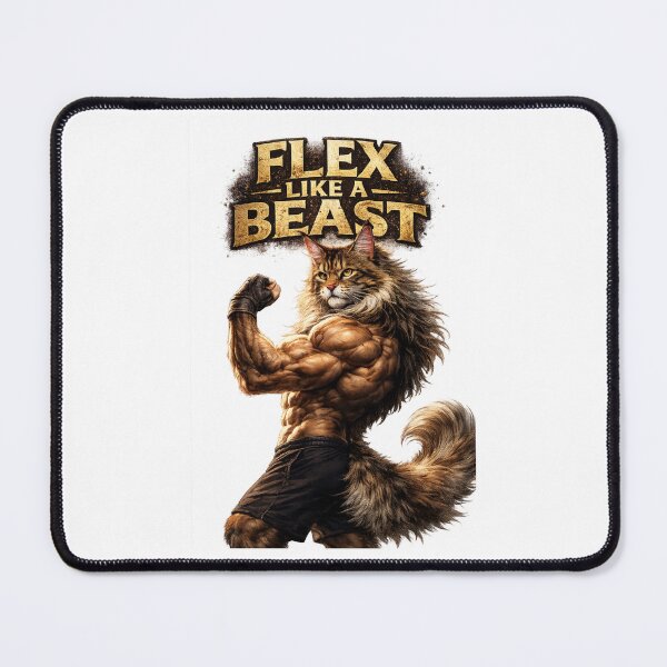 Item preview, Flex Like a Beast – Maine Coon Bodybuilder Cat designed and sold by IrynaLineArt.