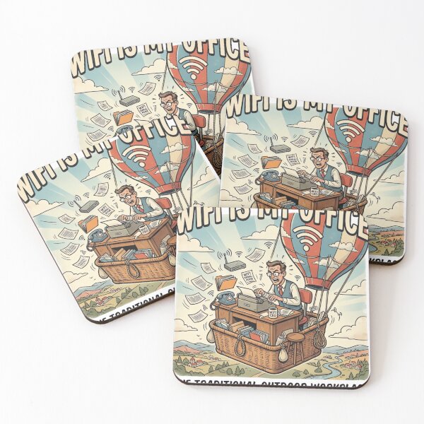 Item preview, WiFi Is My Office Funny Hot Air Balloon Remote Work Vintage Design designed and sold by urbinet.