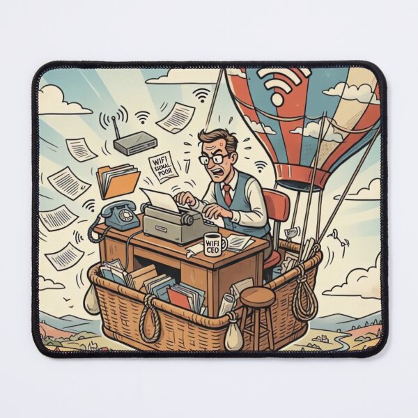Item preview, WiFi Is My Office Funny Hot Air Balloon Remote Work Vintage Design designed and sold by urbinet.