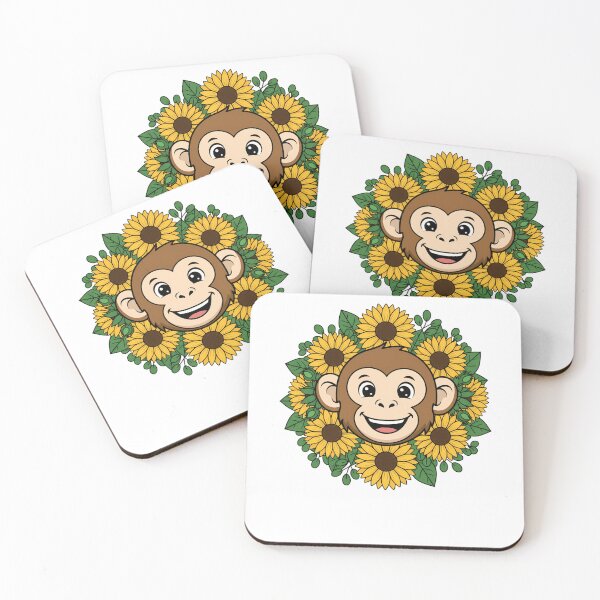 Item preview, Cute Monkey Sunflower Floral Wreath designed and sold by k3rstman1.