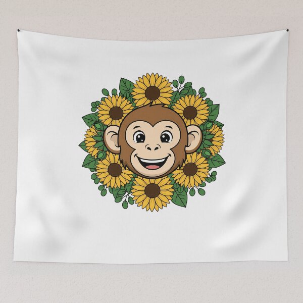 Item preview, Cute Monkey Sunflower Floral Wreath designed and sold by k3rstman1.