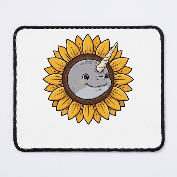 Item preview, Cute Smiling Narwhal Sunflower Sea Unicorn Floral designed and sold by k3rstman1.