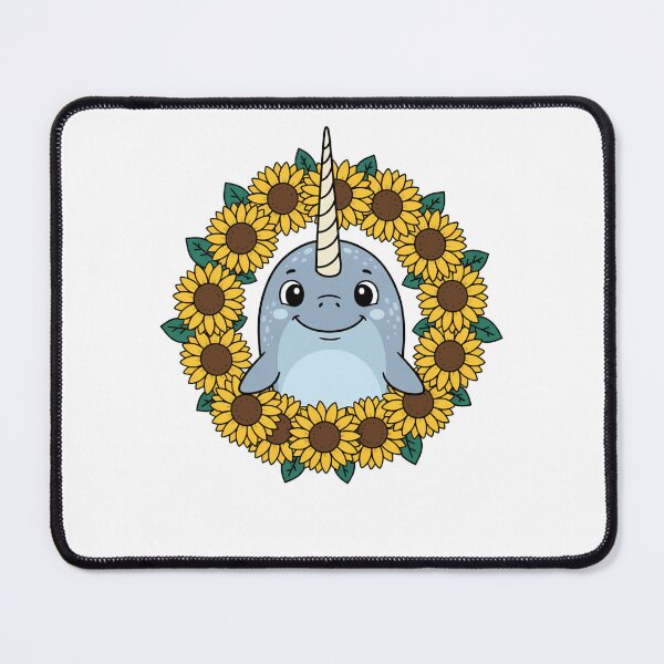 Item preview, Cute Kawaii Narwhal Sunflower Wreath Sea Unicorn designed and sold by k3rstman1.