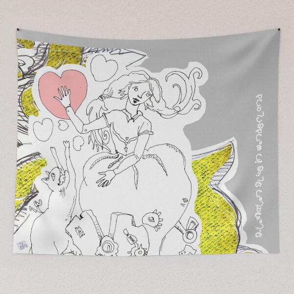 Item preview,  Automaton Alice in Mechanical Wonderland and Cheshire Cat (Original Ink by ACCI) This Heart Is Mine designed and sold by VanyssaGraphics.