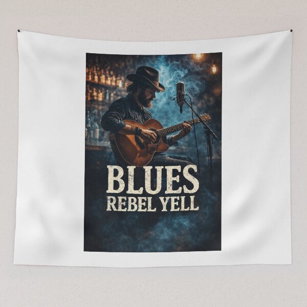 Item preview, Blues Rebel Yell Vintage Guitar Poster designed and sold by Rebel Knit.