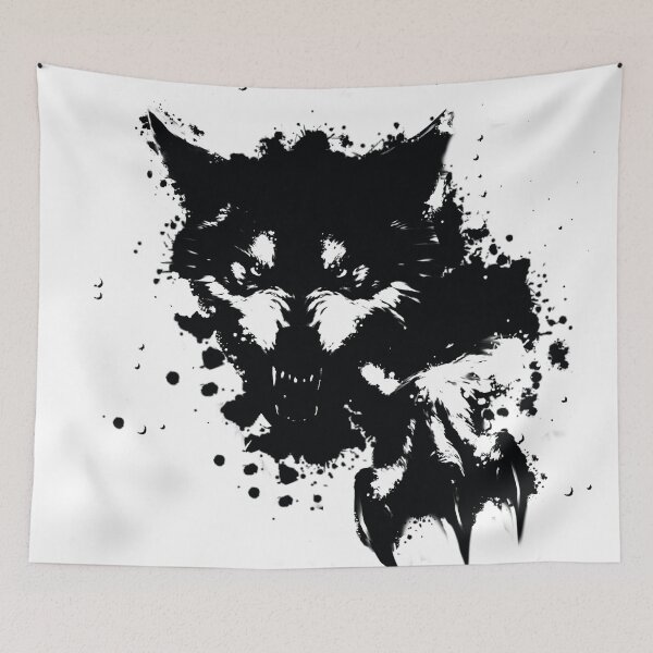 Item preview, Black and White Splatter Wolf designed and sold by Fantasy-art-z.