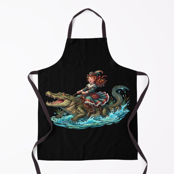 Artikelvorschau, Viktorianisches Mädchen reitet auf einem Krokodil entworfen und verkauft von Funny Vintage Stickers And T-Shirts.