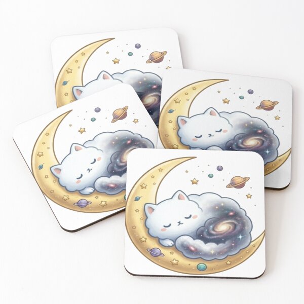 Item preview, Galaxy Cat Sticker – Sleeping Moon Cat Aesthetic Design designed and sold by Velora Design .
