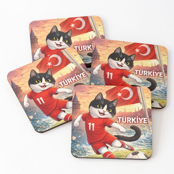 Item preview, Cute Turkish Soccer Cat – Türkiye Istanbul Sunset Football Illustration, World Cup 2026 designed and sold by Pacika.
