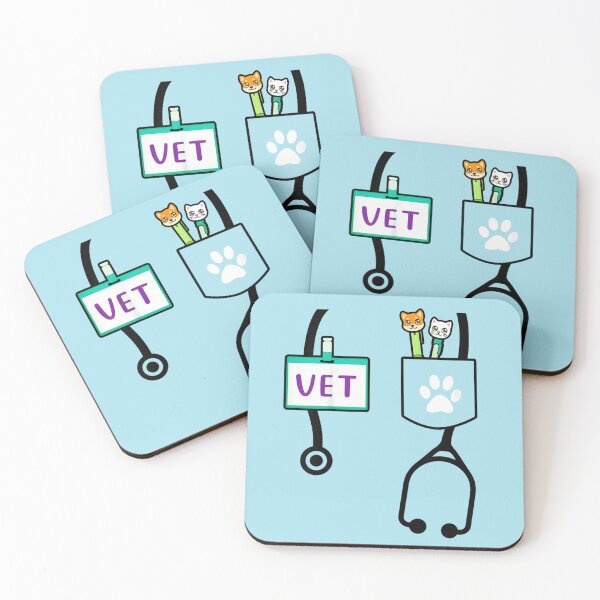 Item preview, Veterinarian Vet Tech Pocket Design With Cute Cat Dog Stethoscope Art designed and sold by stellarofsea.
