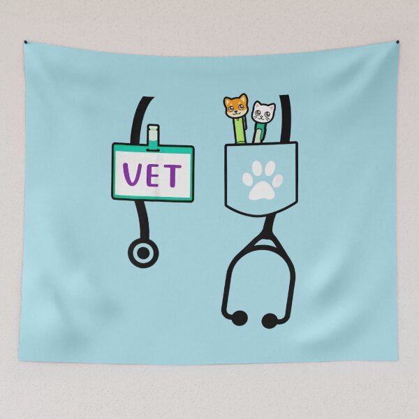 Item preview, Veterinarian Vet Tech Pocket Design With Cute Cat Dog Stethoscope Art designed and sold by stellarofsea.