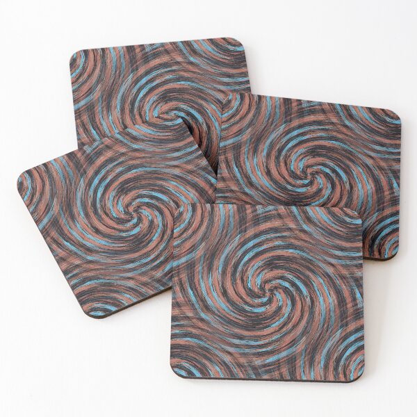 Item preview, Dark Retro Spiral Pattern in Blue and Burnt Orange designed and sold by Artistestella.