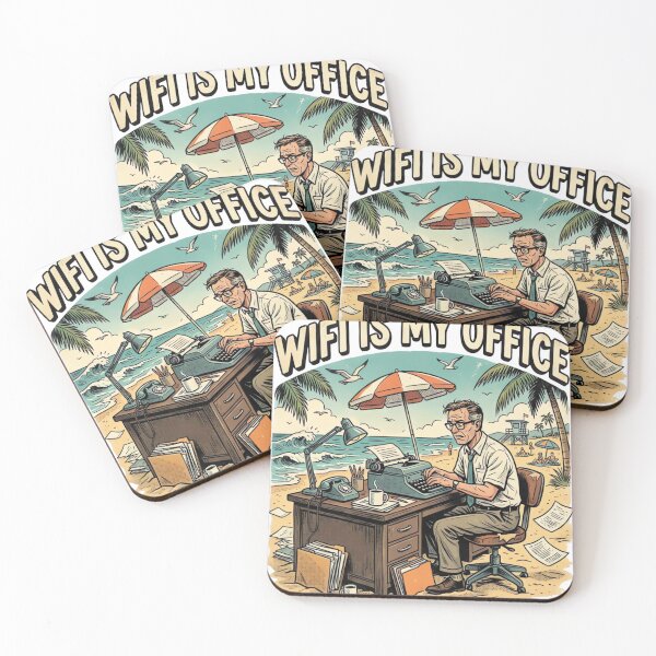 Item preview, WiFi Is My Office Funny Beach Remote Work Vintage T-Shirt Design designed and sold by urbinet.