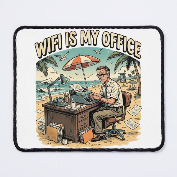 Item preview, WiFi Is My Office Funny Beach Remote Work Vintage T-Shirt Design designed and sold by urbinet.