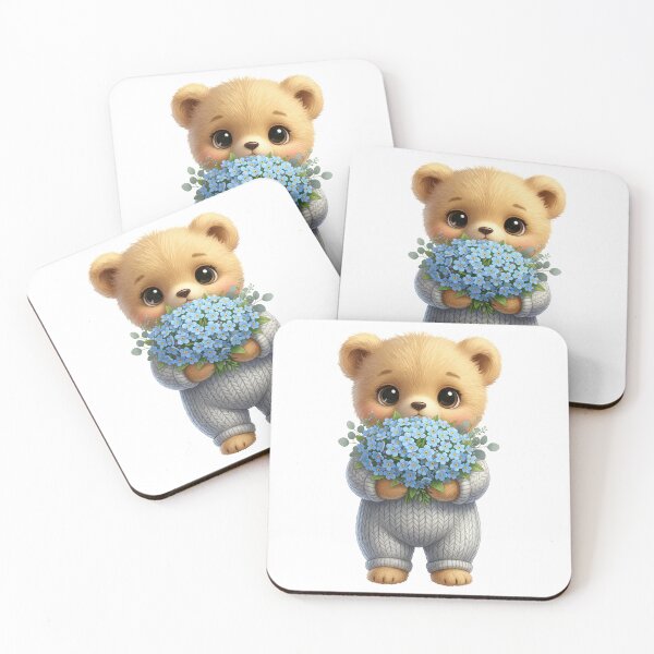 Item preview, Baby Bear with Blue Flowers designed and sold by Teeny Quities.