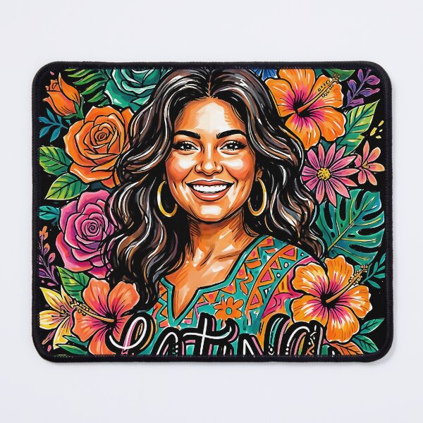 Item preview, Latina Woman Floral Art Print, Tropical Flowers Portrait, Colorful Hispanic Culture designed and sold by graphixpolash.