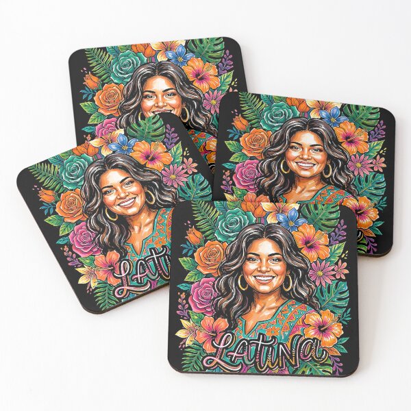 Item preview, Latina Woman Floral Art Print, Tropical Flowers Portrait, Colorful Hispanic Culture designed and sold by graphixpolash.