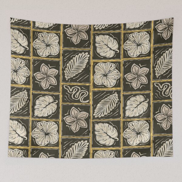 Item preview, esotic Floral block print  designed and sold by PerlaDesignArt.