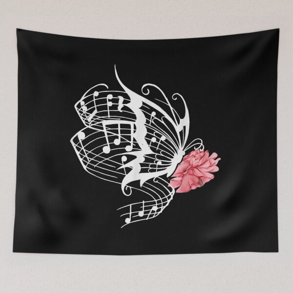 Item preview, Musical Sheet Music Butterfly Wings With Watercolor Pink Peony Flower Design designed and sold by playrify.