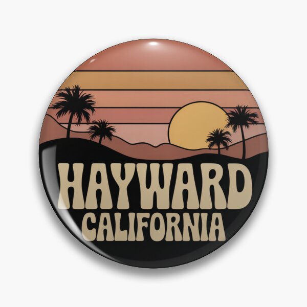 Item preview, Hayward California: Retro Sunset Palm Hills Badge designed and sold by CircinusStore.