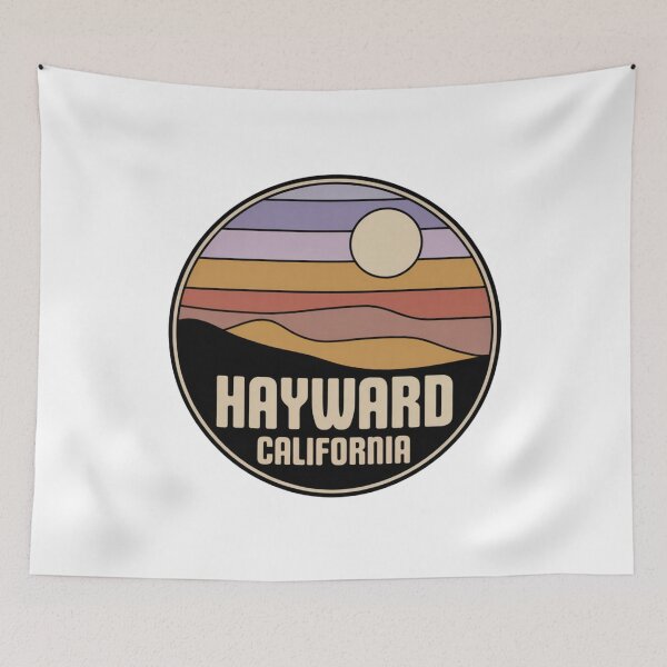 Item preview, Hayward California: Retro Layered Sunset Landscape Badge designed and sold by CircinusStore.