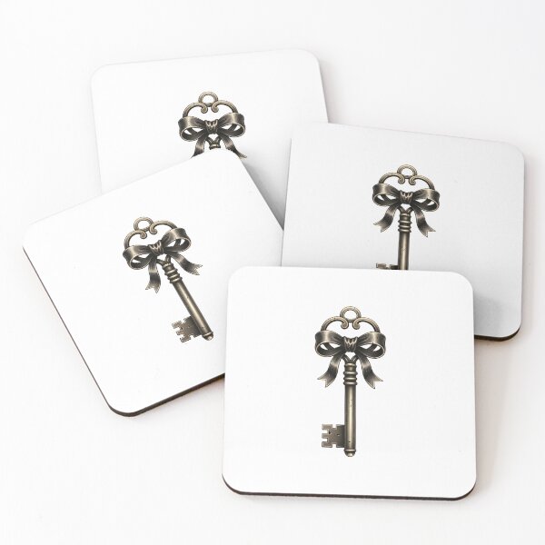 Item preview, A single antique key with a decorative bow on top, against a dark background designed and sold by VerizalShop.