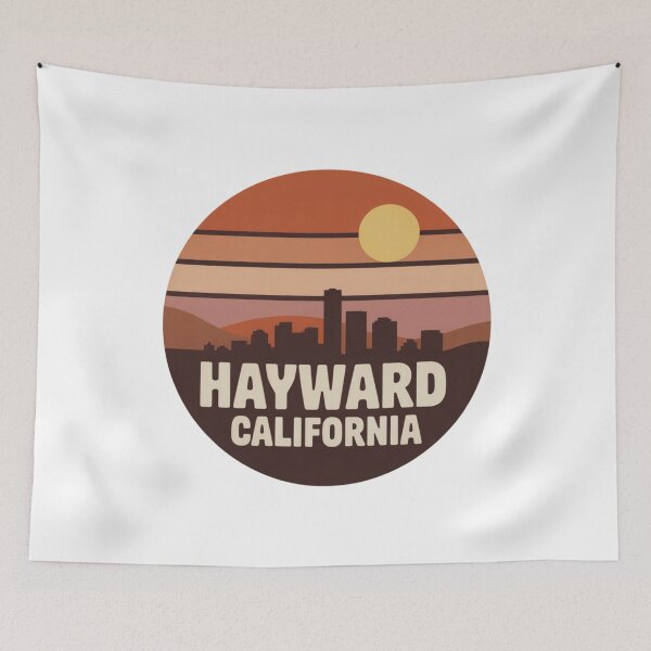 Item preview, Hayward California: Retro Skyline Sunset Badge designed and sold by CircinusStore.