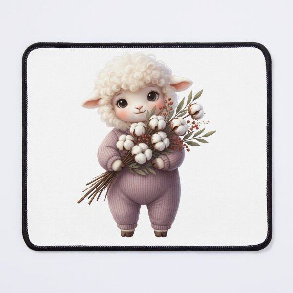 Item preview, Cute Lamb with Cotton Flowers designed and sold by Teeny Quities.