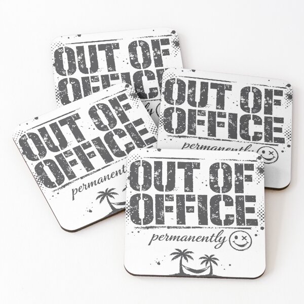 Item preview, Hilariously relatable  Out of Office Permanently  design combining industrial stencil stamp aesthetic with grunge distress and halftone dots. designed and sold by Dejbar.