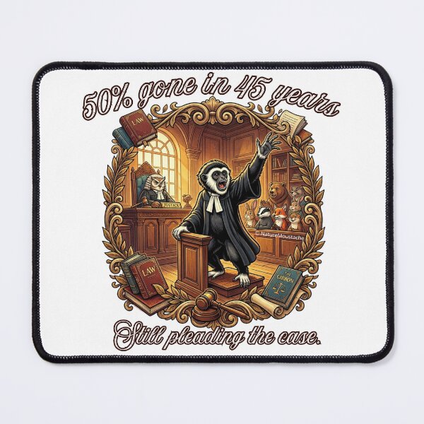 Item preview, Funny monkey Gift - Endangered White-Handed Gibbon Lawyer T-Shirt - 50% Gone In 45 Years - Wildlife Humor - Animal Lover Gift designed and sold by Nature & Moustaches.